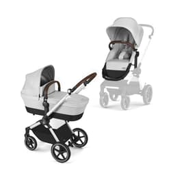 Cybex EOS 2-in-1 Stroller - Bassinet Stroller Converts to Toddler Stroller with One-Hand Recline - Bassinet and Toddler Seat Included, Reversible & Travel System Ready, Lava Grey