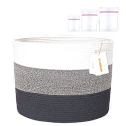 Humbson Large Woven Basket, Handcrafted Cotton Rope Storage Basket with 3 Mesh Laundry Bag, 20” x 20” x 13” Blanket Basket for Living Room, Laundry Room and Kids Room
