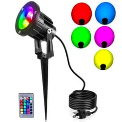 OurLeeme Lawn Flood Light Stake, RGB Spot Lights,8W Outdoor LED Flood Light Waterproof Garden Yard Lights with Remote Control,2-in 1 Landscaping Spotlights for Patio,Pathway, Driveway 85-265V (1 Pc)