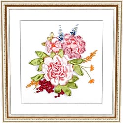 Egoshop Ribbon Embroidery Kit DIY Wall Decor 3D Painting Stamp Embroidery Kit Needle Work (No Frame) X5008
