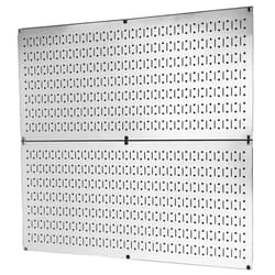 Wall Control Pegboard Rack Garage Storage Galvanized Steel Horizontal Peg Board Pack - Two 32-Inch x 16-Inch Shiny Metallic Metal WallBoard Tool Organization Panels