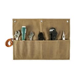 Baizoy Chisel Roll,Small Tool Roll Pouch,Tool Roll Bag Organizer, Heavy Duty Waxed Canvas Tool Bag, Multi-Purpose Roll-Up Storage Bag for Hand Tools Holder With 6 Pockets Wrench Roll Up Pouch