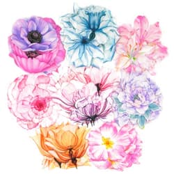 LakoArt 80 Pieces Large Size Transparent Waterproof Flower Stickers Set, Decorative Floral Clear Vinyl Wall Decals for Planner Scrapbook Aesthetic Room Decor Junk Journal Bullet Journals Collage