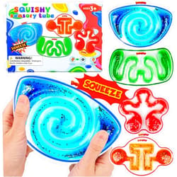 Demilong Squishy Sensory Toys for Kids - 4 Pack Fidget Toy Sensory Maze Filled with Colorful Goo, Glitter, Sensory Calming Toys for Kids with Autism, ADHD - Classroom Prizes, Goodie Bag Stuffers