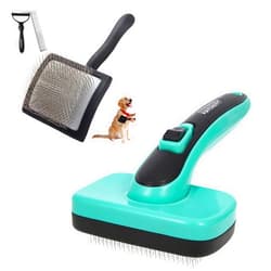 WOPQAEM Dogs Self Cleaning Slicker Brush With Slicker Brush for Shedding & Grooming Short Long Haired Pets, Removes Loose Fur, Undercoat, Mats, Tangled for Large Medium Small Sensitive Skin of Cats.
