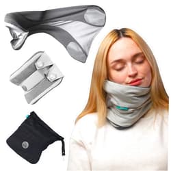 trtl Pillow Plus - Adjustable Neck Pillow for Airplane Travel - Travel Pillow with Luxury Foam Padding for Head and Neck Support - Lightweight - Machine Washable - Waterproof Carry Bag - Charcoal