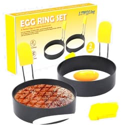 LTWQLing 4 Inch Large Egg Rings for Frying Eggs, 2 Pack Stainless Steel Egg Cooking Rings Nonstick Round Egg Shaper Mold with Anti-scald Handle for English Muffins Pancake Cooking Griddle