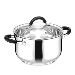 E-far 4 Quart Stockpot, Stainless Steel Pot with Visible Lid for Cooking Soup Pasta, Tri-Ply Thick Base for Induction Gas, Small Cooking Pot with Dual Heat Proof Handles, Non-Toxic & Dishwasher Safe