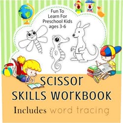 Paradox Press,Paradox Book Covers Formatting Scissor Skills Workbook. Ages 3 - 6: Includes word tracing (Creative coloring and activities)