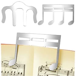 Yeshone 2 Pcs Metal Music Book Clip and Page Holder, Silver Book Clip for Reading, Piano Sheet Music Holders Sheet Music Holders for Piano, Keyboard, Stands, and Books