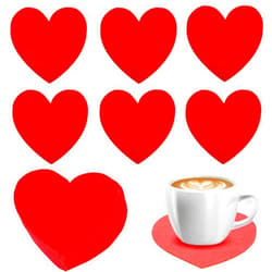 Generic 12 Pcs Valentine's Day Felt Coaster Set Red Love Heart Drink Coasters Valentine's Day Birthday Wedding Engagement Party Romantic Family Table Decoration
