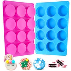 Sakolla 2 PCS Round Chocolate Cookie Molds, Cylinder Silicone Mold, Perfect for Chocolate Covered Oreos, Cake, Candy, Pudding, Mini Soap