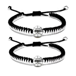 Handmade MANYC Basketball Bracelets Adjustable for Boys, Girls, and Adults Handmade Gifts for Basketball Players (Black white 2PCS)