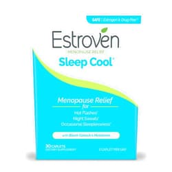 Estroven Sleep Cool for Menopause Relief, 30 Ct, Sleep Support Supplement With Clinically Proven Ingredients to Relieve Menopause Symptoms plus Night Sweats & Hot Flash Relief, Drug-Free & Gluten-Free