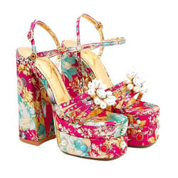 FUUBAMB00 Womens Ankle Strap High Heel Rhinestones Diamonds Satin Platform Chunky Block Buckle Up 15cm/6in Dress Pumps Sandals