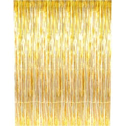 GOER 3.2 ft x 9.8 ft Metallic Tinsel Foil Fringe Curtains Party Photo Backdrop Party Streamers for Birthday,Graduation,New Year Eve Decorations Wedding Decor (1 Pack, Gold)
