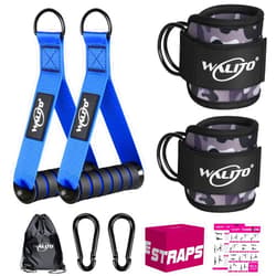 WALITO Exercise Handles and Gym Ankle Straps, Replacement Cable Machine Attachments for Home Gym Equipment, Pulley System, Pilates, Resistance Bands, Strength Trainer