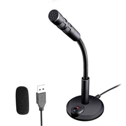 Blapsuro USB Computer Microphone,Plug and Play Desktop PC Laptop Microphone with Mute Button and LED Indicator for Streaming,Podcasting,Recording,Gaming,Skype,YouTube Mic for Mac or Window Black.
