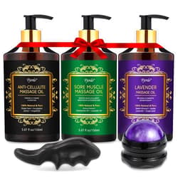Pjordo Mothers Day Gifts for Wife, 3 Pack Massage Oil for Massage Therapy, Lavender Massage Oils for Date Night, Sore Muscle Arnica Oil & Cellulite Massage Oil, Relaxing Massage Kit, Spa Gifts for Him Her
