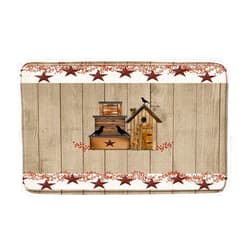 AMNYSF Country Bath Mat Birdhouse and Star on Rustic Wood Barn Farmhouse with Pip Berry Bathroom Rugs, Brown Red, 17.7x29.5 Inch