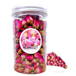 CoolCrafts Dried Rose Buds Edible Rose Tea Fragrant Dried Flowers for Tea, Baking, Crafting, Soap Making, Resin, Potpourri - Red Rose Buds 3.5oz