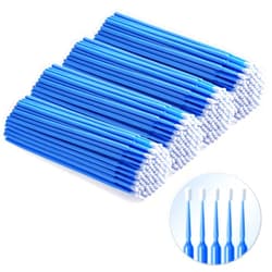 Annhua 400 Pcs Disposable Micro Applicator Brush Dental Microbrush Applicators with Dispenser, Fan-shaped Blue