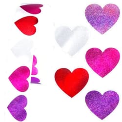 Whaline 1500Pcs Valentine's Day Glitter Heart Stickers 5 Colors Love Adhesive Decals Roll Decorative Envelops Stickers for Wedding Holiday Graduation Birthday Party Supplies