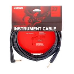 Planet Waves D’Addario Accessories Custom Series Guitar Cables - Instrument Cable with ¼ Inch Ends - High Performance Guitar Cord - For Guitars, Bass, Keyboards - Mono - Right Angle, 20 feet