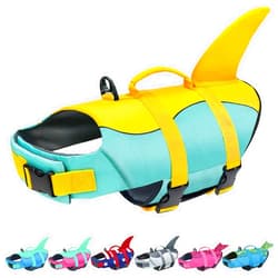 Malier Dog Life Jacket, Ripstop Dog Life Vest Adjustable Dog Life Preserver with High Buoyancy for Swimming Boating, Shark Dog & Puppy Life Jacket Lifesaver for Small Medium Large Dogs, X Large
