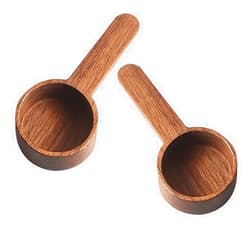 Unves 2 Pcs Coffee Spoons Set, Walnut Wooden Measuring Spoon Set, Kitchen Measuring Spoons Tea Coffee Scoop Sugar Spice Measure Spoon Measuring Tools (8g per scoop)