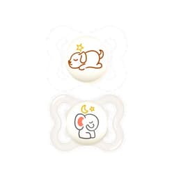 MAM Supreme Night Baby Pacifier, for Sensitive Skin, Patented Nipple, 2 Pack, 0-6 Months, Unisex,2 Count (Pack of 1)