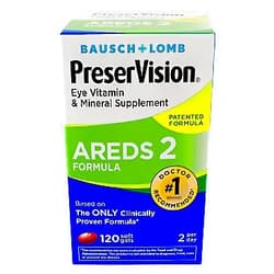Bausch & Lomb BAUSCH + LOMB PreserVision AREDS 2 Formula Eye Vitamin and Mineral Supplement, 120 softgels