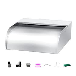 LONGRUNNEW 304 Stainless Steel Waterfall Pool Fountain Featured Wider Top Open Lip with Connector, 11.8