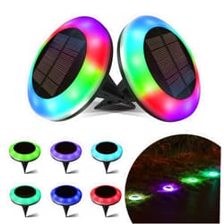 LAMTREE 8 Pack 20 Lumens Colorized Solar Ground Lights,Solar Landscape Lights with Mutiple Color Functions for Pool Area, Pathway, Patio, Yard, Path, Lawn and Garden