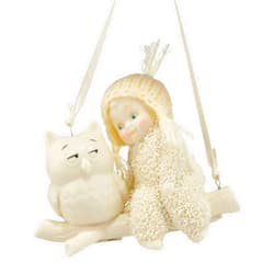 Department 56 Snowbabies Celebrations Wise Advice Owl Hanging Ornament, 2.6 Inch, White