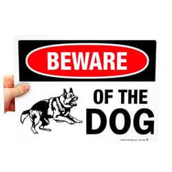 SmartSign Beware of Dog Sign - German Shepherd Signs for Fence/Wall | 10 x 14 Inches, Reflective Aluminum Metal, Dangerous Dog Warning, Made in USA