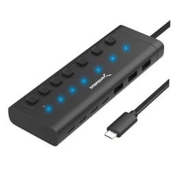 SABRENT USB C Hub 7-Port 48W Powered Hub with Switches (HB-3A4C)