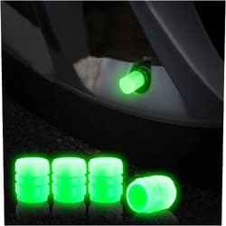 DAPAGENY Tire Valve Stem Caps Universal Fluorescent Car Tire Valve Cap Cover 5PCS Luminous Tire Valve Stem Caps Corrosion Resistant Luminous Tire Air Cap for Car Tires Truck Motorcycles Bike (Green)