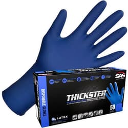 SAS Safety 6604-20 Thickster Powder Free Exam Grade Disposable Latex 14 Mil Gloves, Extra Large, 50 Gloves by Weight