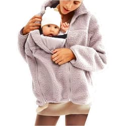 YEMORCH Women's Fleece Zip Up 2 in 1 Baby Wearing Jacket Maternity Winter Coat Thicken Kangaroo Sweatshirt
