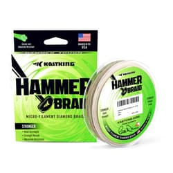 KastKing Hammer Braid Fishing Line - Abrasion Resistant Braided Line, Made in The USA, Thin Diameter Superline, Line Endorsed by Bill Dance, Tighter Diamond Braid, Zero Stretch, More Color Fast