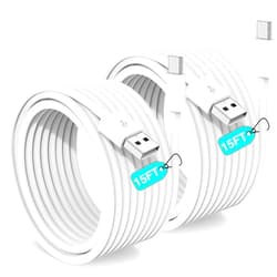 Hcoob Extra Long USB C Cable Fast Charging 15FT, [Apple MFi] Long USB A to USB C Cable for iPhone 16 15 Charger Cord 5m,Type C Cable C Charger for iPhone 16 15 Pro Max/16 15 Plus/iPad Pro/Google Pixel-2Pack