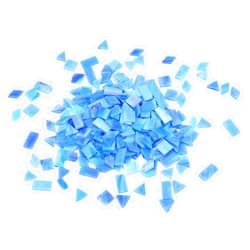 Lanyani 200pcs Glass Mosaic Tiles for Art Crafts,4 Shapes Mixed Colorful Glass Tiles Tiffany Stained Glass Pieces Square/Rectangle/Diamond/Triangle,Ocean Blue