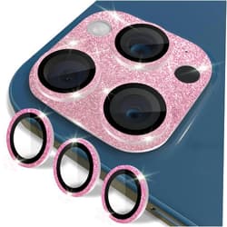TechTok Bling Camera Lens Protectors Compatible with iPhone 15 Pro and iPhone 15 Pro Max UPGRADED 2-Pack Full Bling and 3-Rings Design Sparkly Diamond - Tempered Glass iPhone Lens Protectors