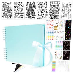 Bemece Scrapbook, 12 x 8 Inches Scrapbook Albums With 80 Pages, DIY Memory Scrap Book For Wedding, Anniversary, Birthday, Travel, Friends, Baby - Blue.