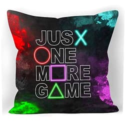XUISWELL Gamer Just One More Game Soft Throw Pillow Cover, Gamer Gifts, Cushion Cover for Sofa Bed Home Game Room Decor 18 x 18 Inch, Gamer Room Decor for Boys
