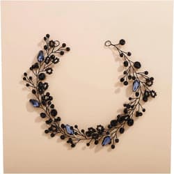 Kercisbeauty Black Pearl Beads Headband for Wedding Brides Bridesmaid Women Girls Handmade Hairpiece Black Jewelry for Halloween Costume Jewelry