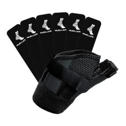 MUELLER Esports Medicine Reversible Thumb Stabilizer, Thumb Pain Relief Brace for Men and Women, 6 Ktape Strips Included, Ideal for Gamer's Thumb, Arthritis, Fits Right or Left, Black, One Size