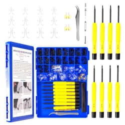 HQVOIC Upgrade Version All-in-One Magnetic Glasses Repair Kit with Black Screw, Eyeglass Repair Tools Kit with Precision Screwdriver Sets, Nose Pads, Tweezer