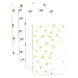 Delta Children 100% Cotton Flannel Baby Receiving Blankets for Girls and Boys – 30x30 Inches (Pack of 4), Safari Friends